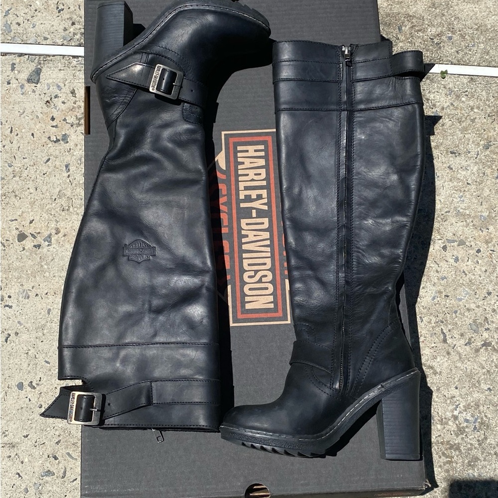 Harley-Davidson CHARLEVOIX Women’s Black Leather Riding Boots Sz 7 Never Worn